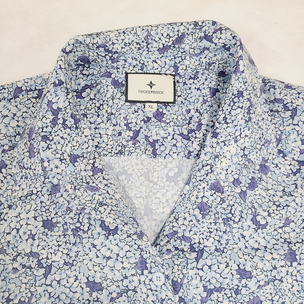 Tuckernuck Floral Dress XL Blue White Shirt Dress Preppy Cottagecore - Picture 3 of 10